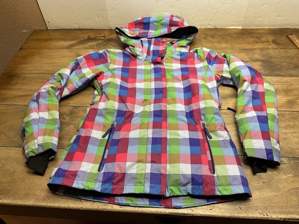 Roxy Snowboard Jacket Womens XS Plaid 8K Hooded Ski Snow Coat
